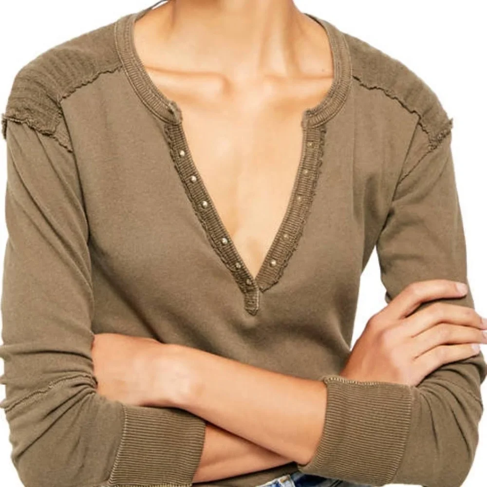 Free People Military Mix Henley - Picture 8 of 11